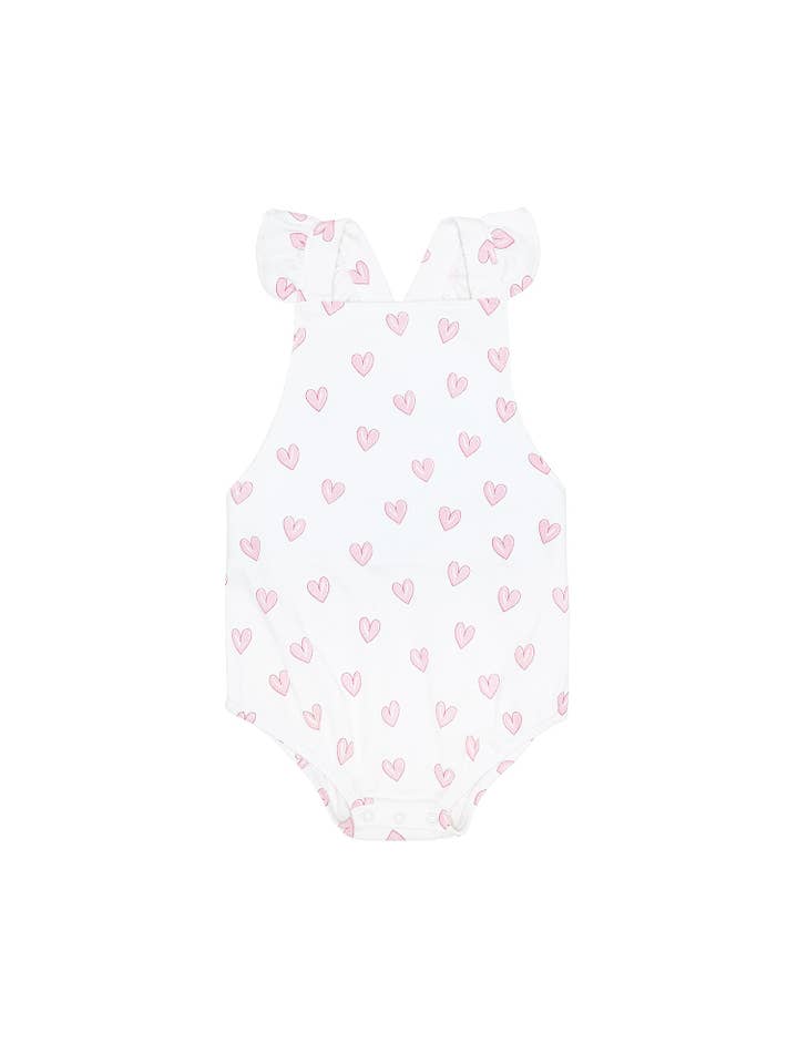 Pink Heart Print Ruffle Bubble for wholesale on Faire