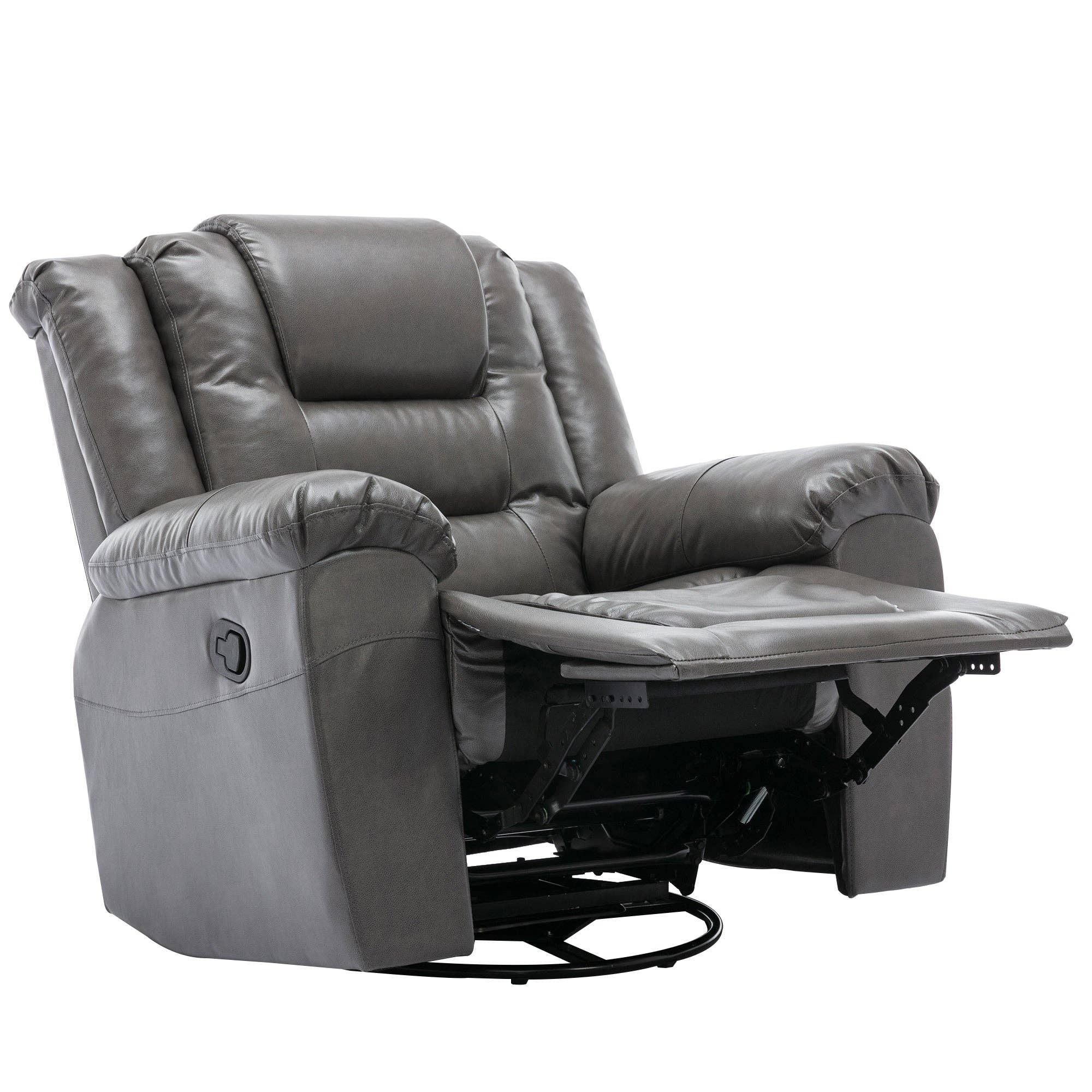 Orange County Decor - Wholesale Chair - 360 Swivel And Rocking Home Theater Recliner Manual Recliner Chair With Wide Armrest For Living Room,Bedroom, Grey Grey Foam Pu19
