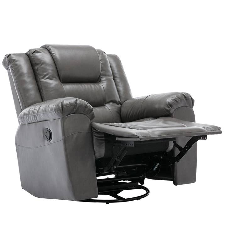 Orange County Decor - Wholesale Chair - 360 Swivel And Rocking Home Theater Recliner Manual Recliner Chair With Wide Armrest For Living Room,Bedroom, Grey Grey Foam Pu19