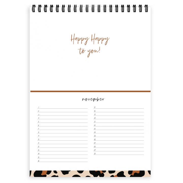 STATIONERY & GIFT - Wholesale Calendar - Verjaardagskalender | Leopard | Nature collectie 3