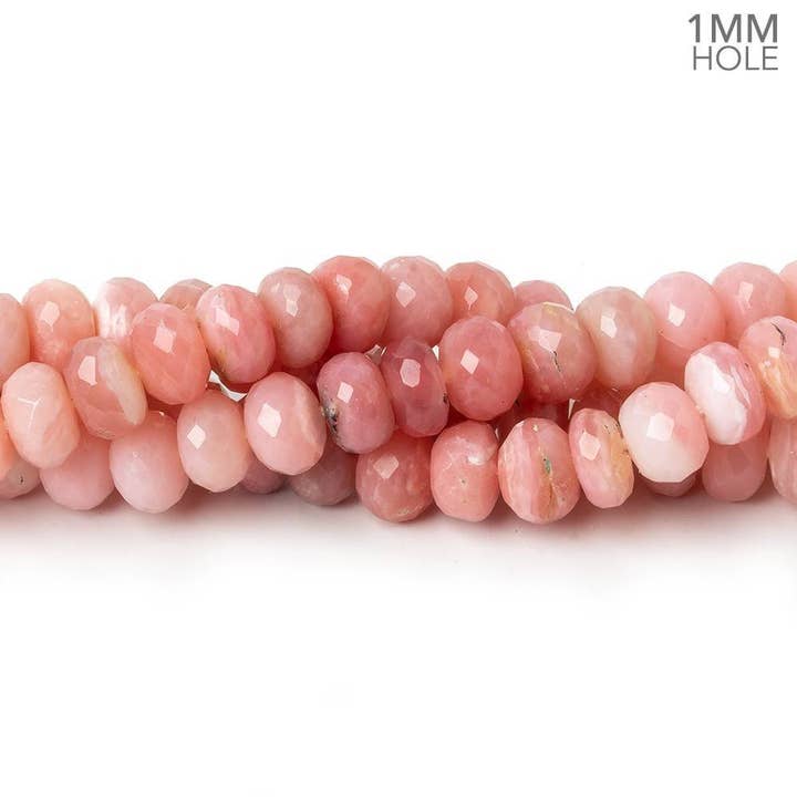 6mm Shaded Pink Peruvian Opal faceted rondelle 1mm hole beads 14.5 inch 78 pieces for wholesale by Beads of Cambay
