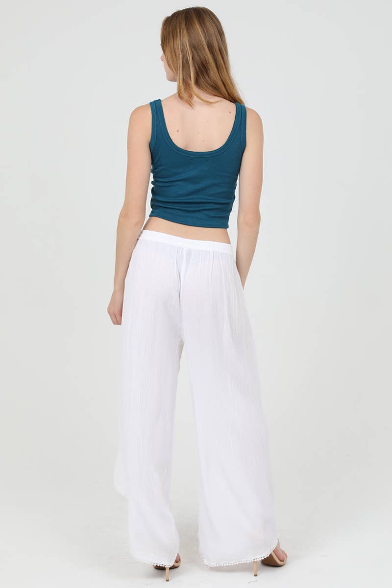 ANGIE - Wholesale Pants - Women's - 25P68-ASIS WRAP PANTS WITH CROCHET TRIM AND ELASTIC WAIST16