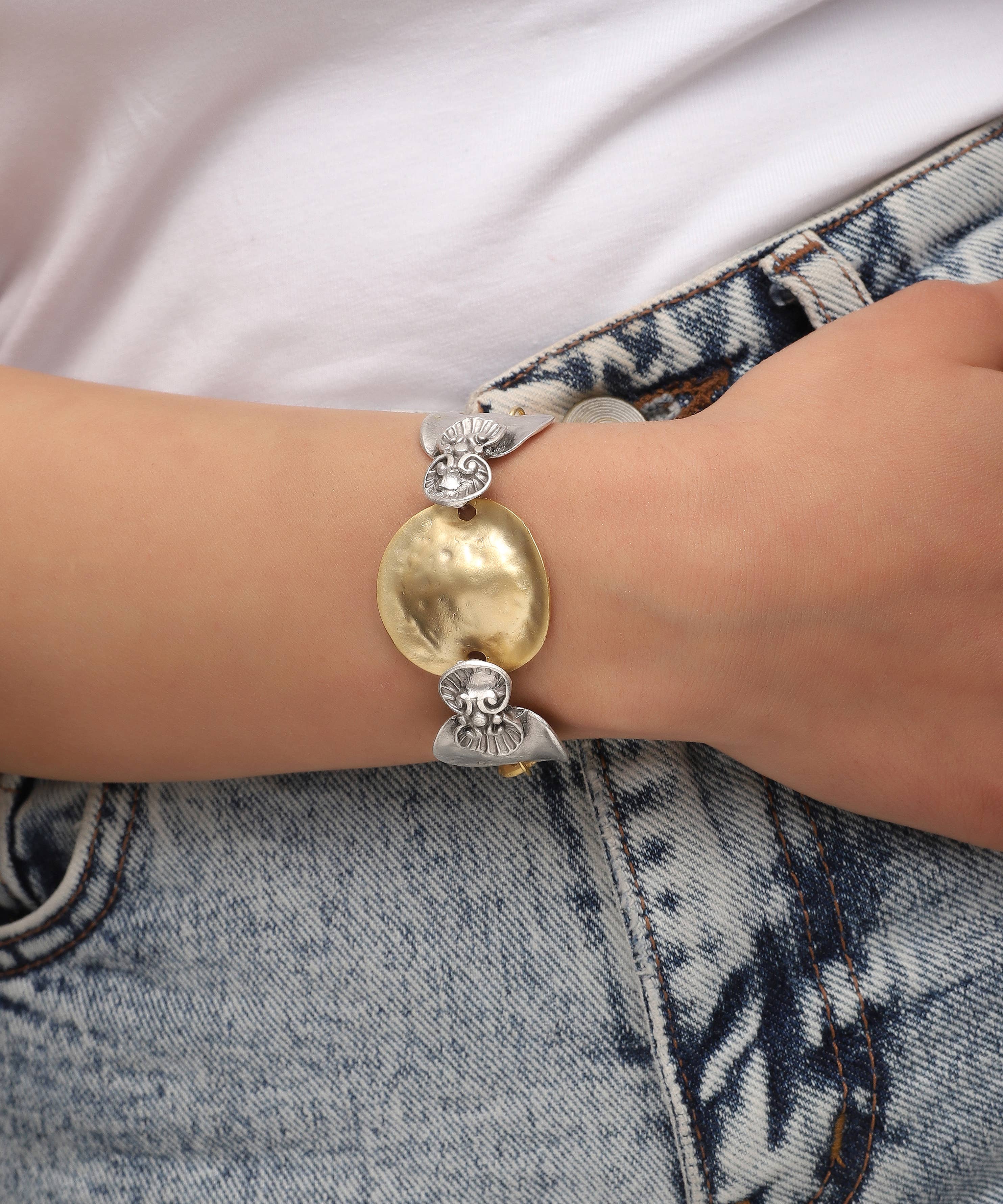 BUBU BY TEKIN SHOP - Wholesale Charm/Dangle Bracelet - Gold&Silver Plated Boho Hammered Bracelet0