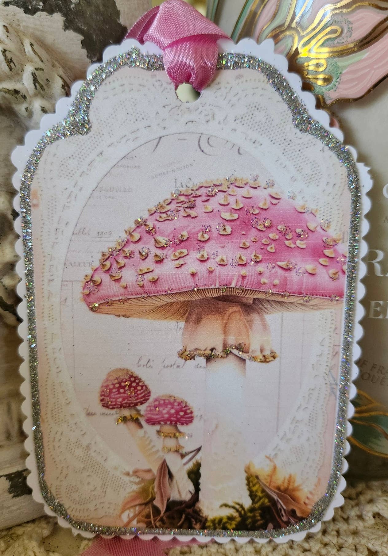 Little Heart Designs - Wholesale Gift Tag - Gift Tag Pink Mushroom1