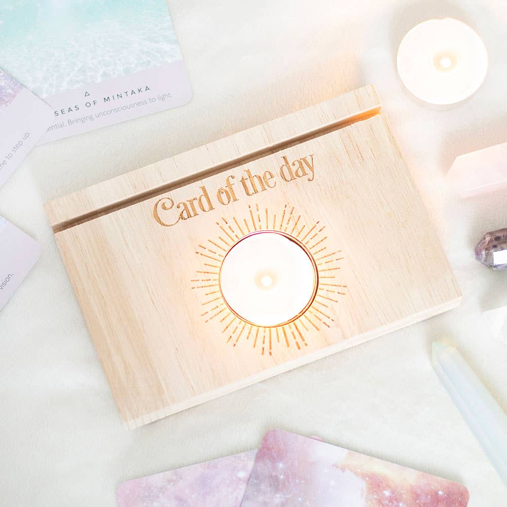 Something Different Wholesale - Vente Bougeoirs - Porte-cartes de tarot du jour en bois avec support pour bougie chauffe-plat6