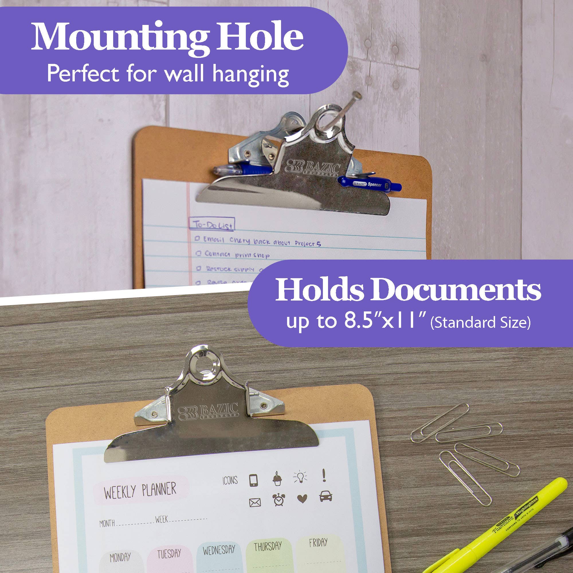 BAZIC Products - Wholesale Clipboard - Hardboard Clipboard Standard Size w/ Sturdy Spring Clip4