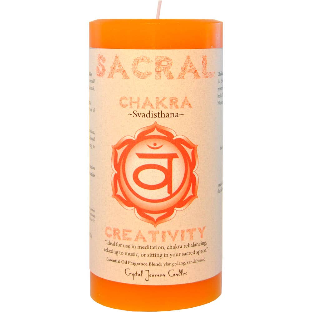 Kheops International - Wholesale Pillar Candle - Pillar Chakra Orange-Sacral Svadisthana (Each)0