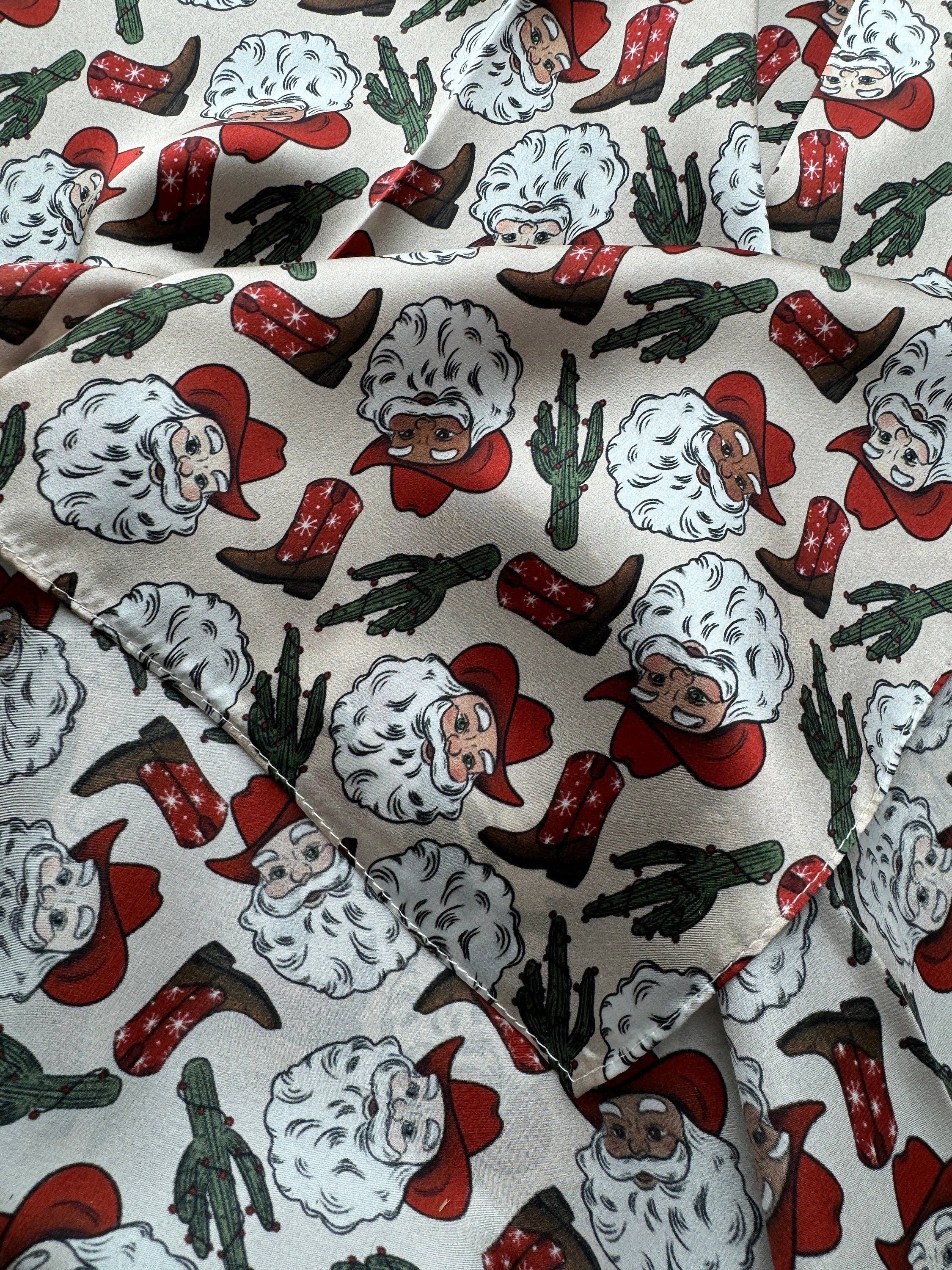 Double B Wild Rags - Wholesale Sjaal - Dames - 100% Zijde Wild Rag Kerstvakantie Kerstman, Cactus en Laarzen door Double B Wild Rags3