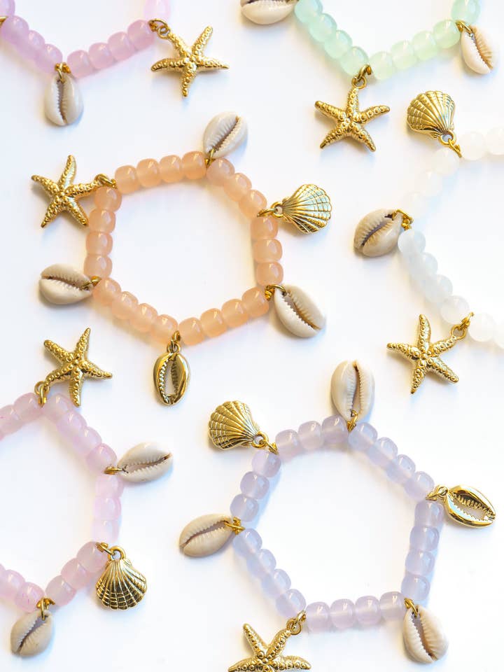 Shell and Starfish Stretch Bracelet for wholesale by Bali Queen
