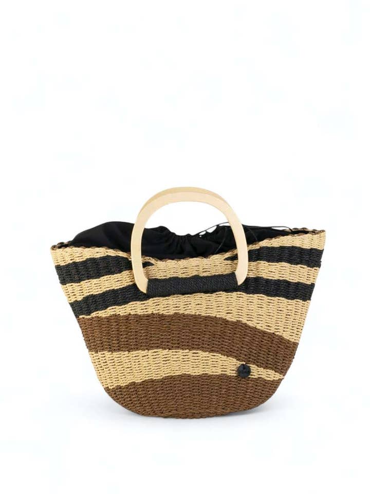 BOLSO DE MANO FIBRA NATURAL, CIERRE SACO, COLOR MARRON (KB38 para venta al por mayor de Kbas