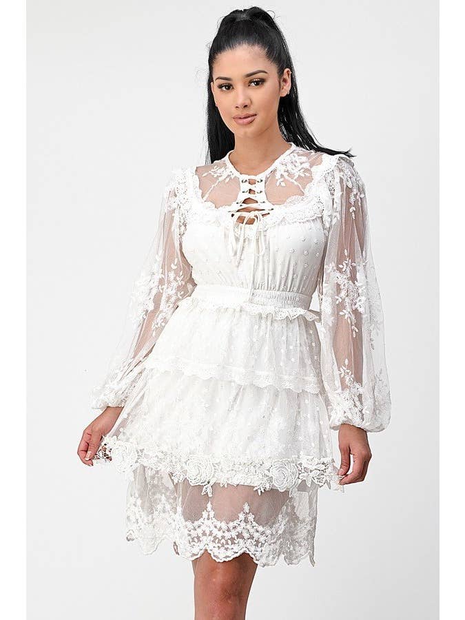 SHOP17 - Wholesale Dress - Women's - Lace crochet mini dress 4543D-A4