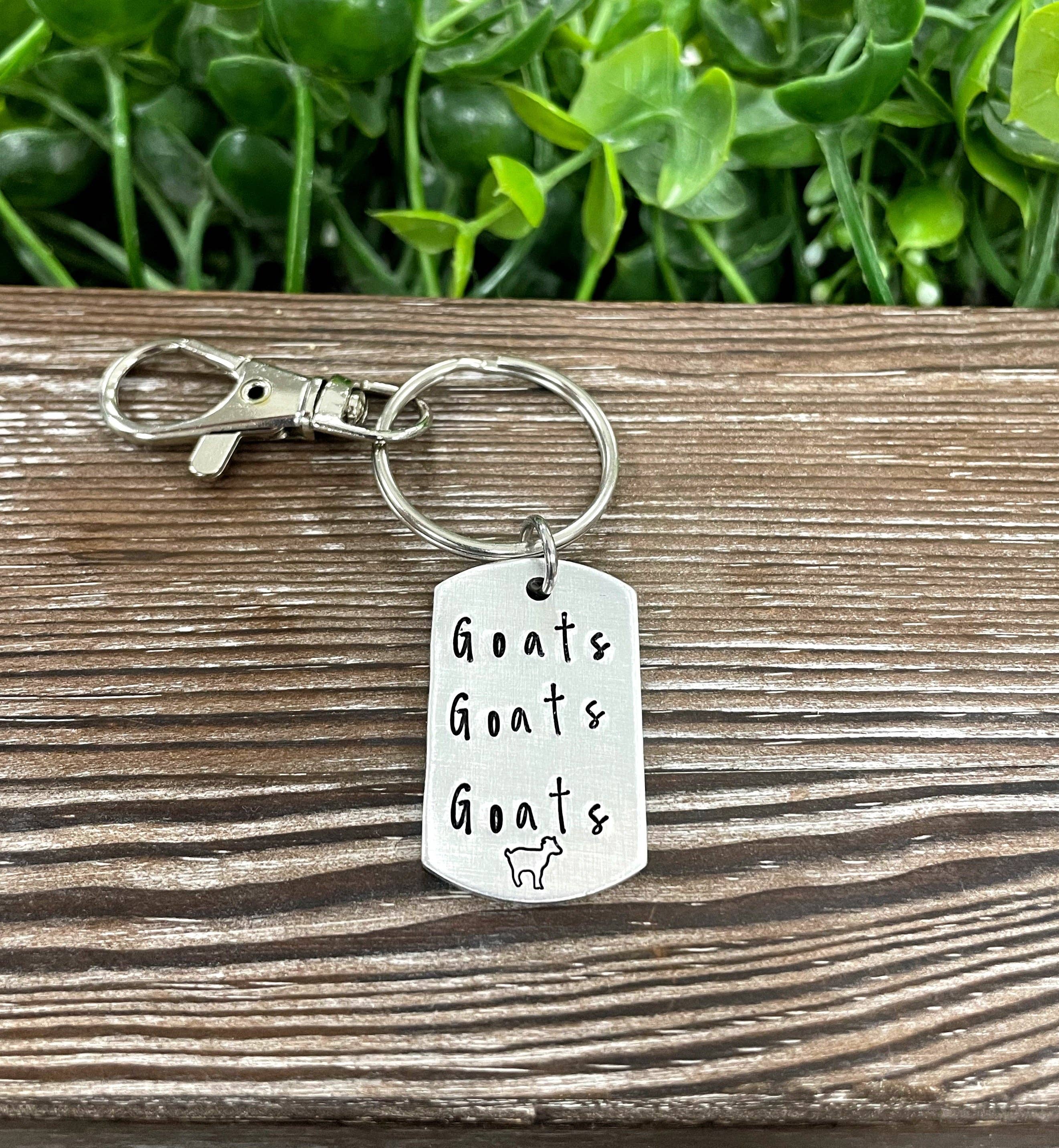 Handmade by Marlayna - Wholesale Keychain - Unisex - Goats Goats Goats Fun Animal Themed Hand Stamped Key Chain1