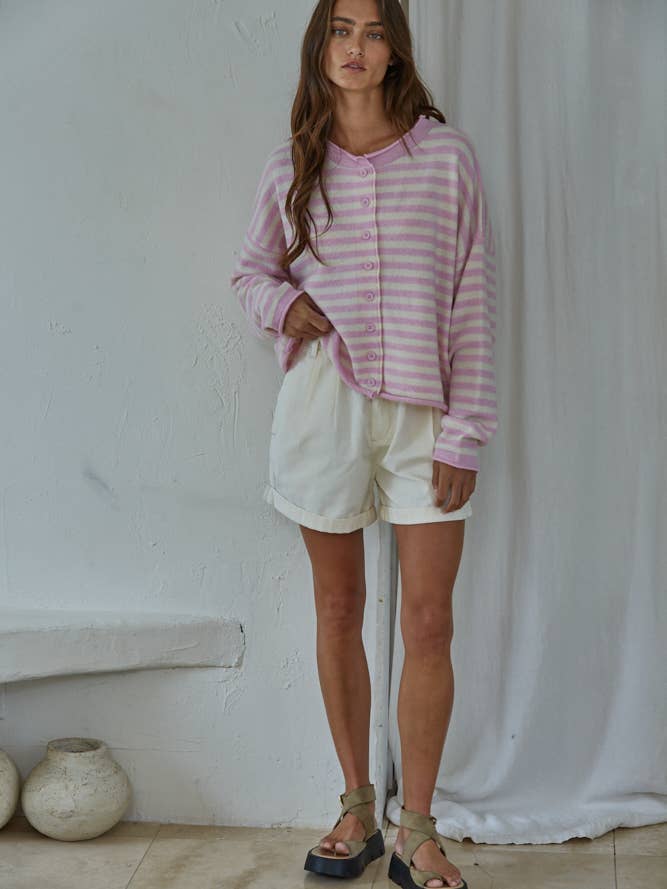 By Together - Wholesale Knit Sweater - Women's - W2537 | Knit Polyester Acrylic Striped Sweater Cardigan 12