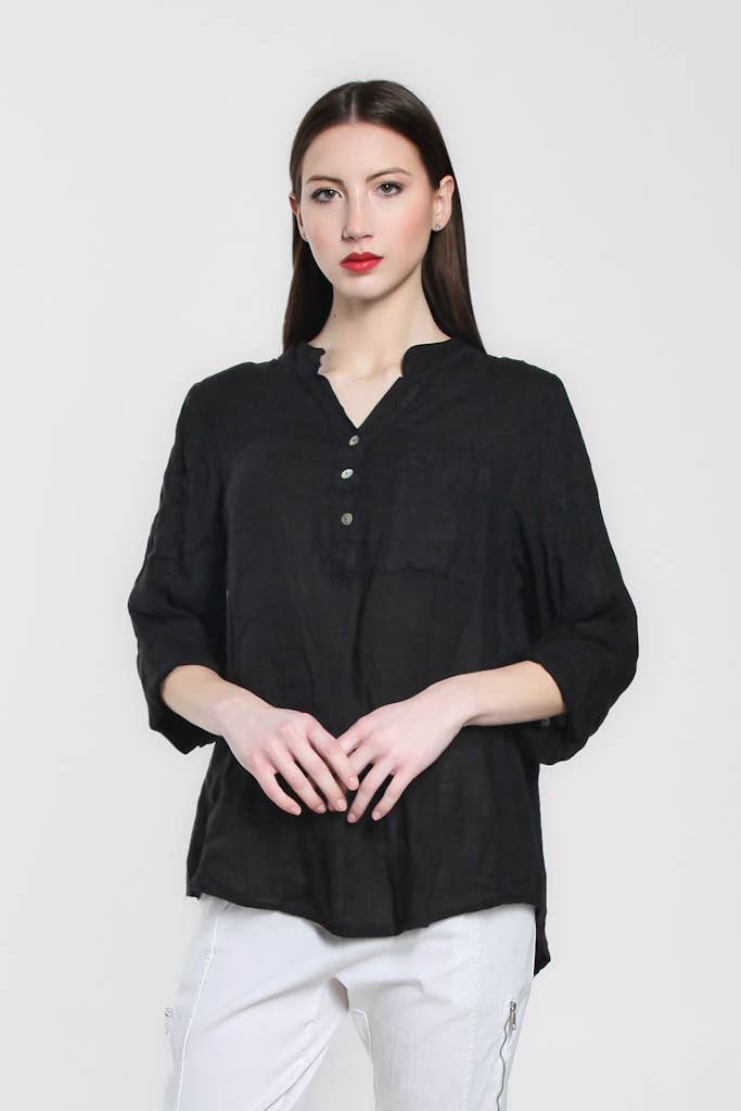 TINA Stephens Italy/Tees By Tina – Túnica - Mulher por atacado – Destino Linho Henley Top (BQ158)17