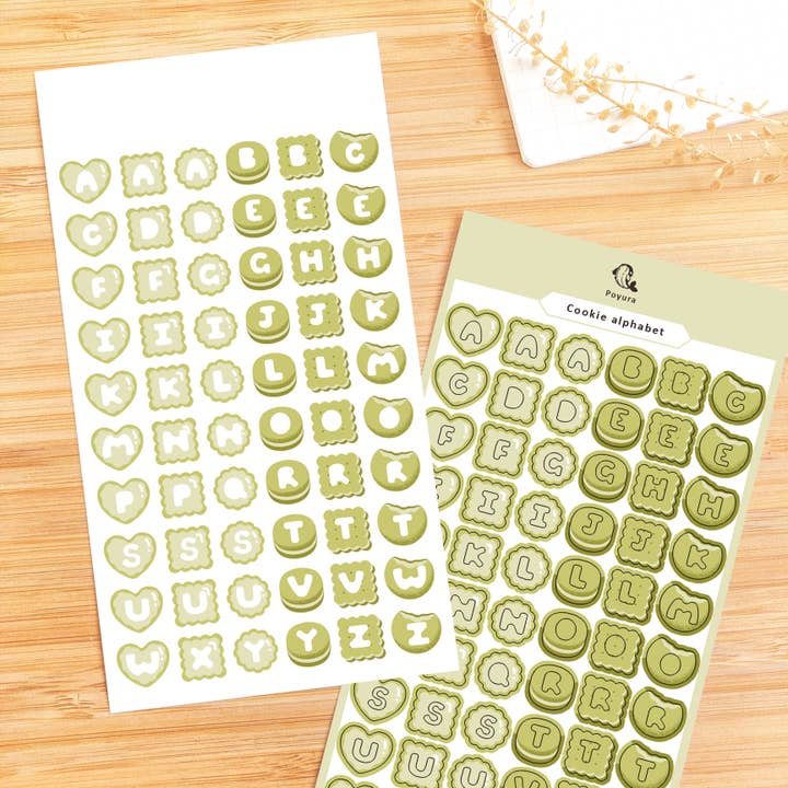 Cookie Alphabet Sticker Sheet for wholesale by Poyura