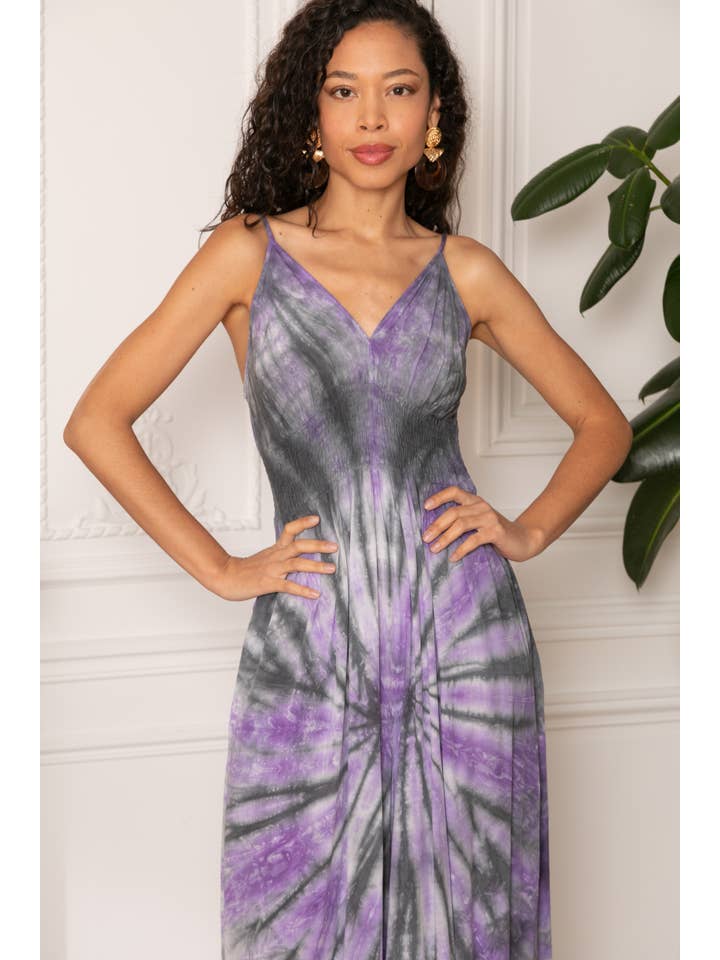 Viola/grigio Tuta tie and dye con pantaloni fluidi in vendita all'ingrosso su Faire1