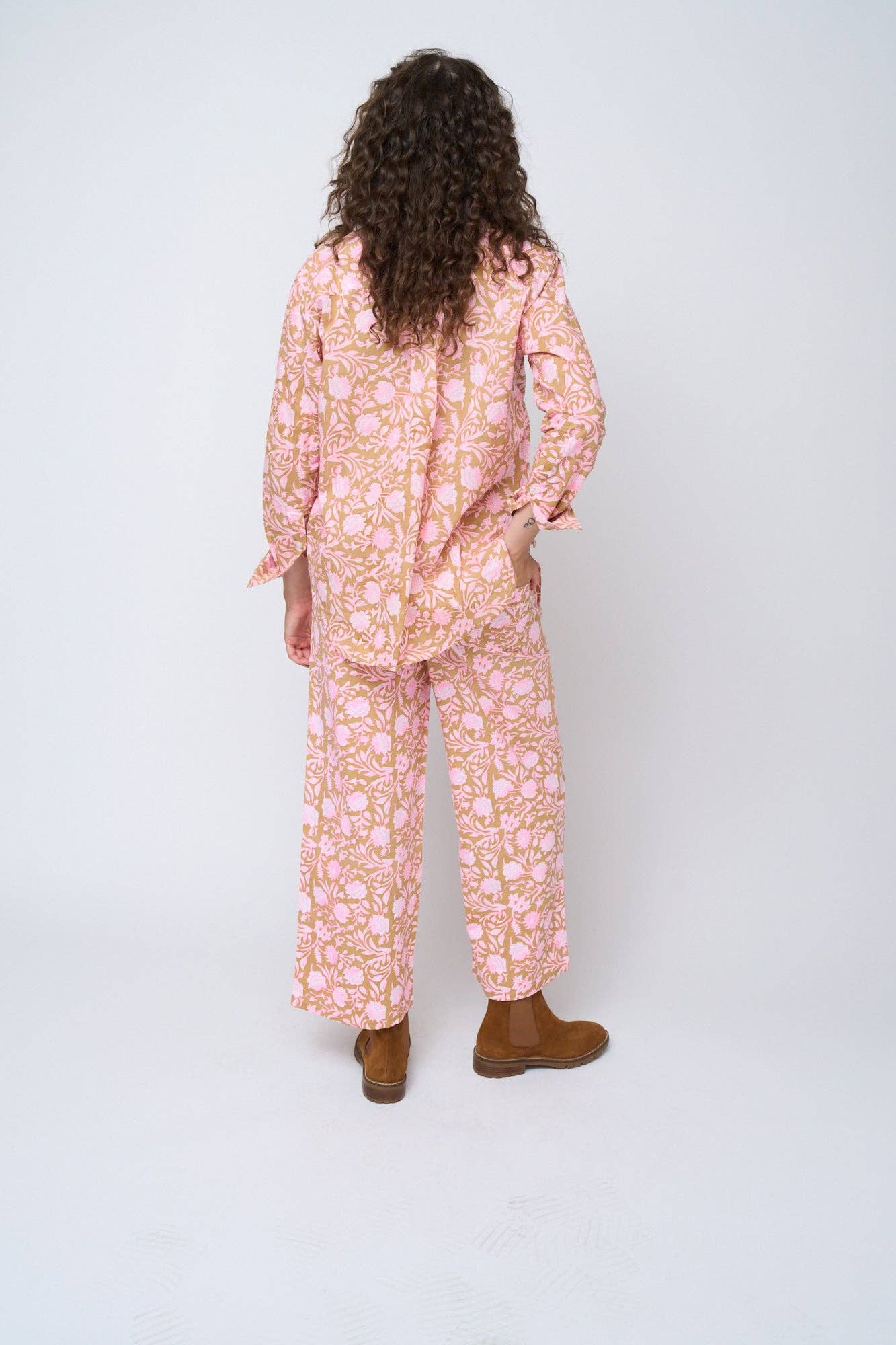 Good Boyfriend Shirt - Floral Escape Baked Clay & Neon Pink for wholesale on Faire9