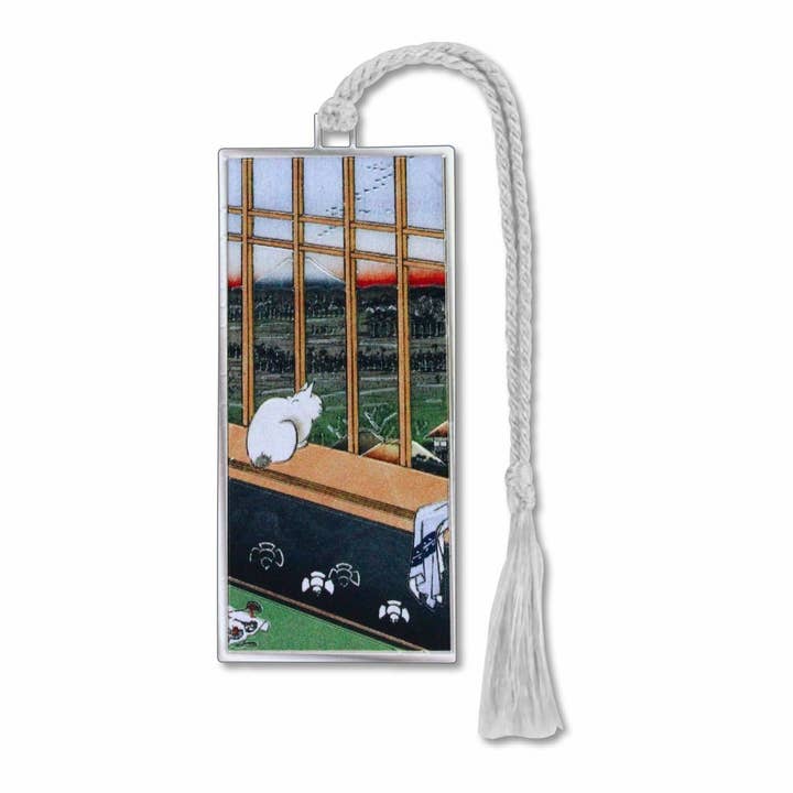 David Howell and Company - Wholesale Bookmark - Cat, Mt. Fuji & Rice Fields Metal Bookmarks, MADE in USA