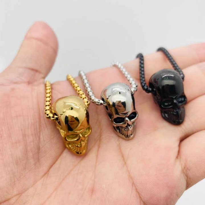 Mio Queena - Wholesale Pendant/Charm Necklace - Skull Charm Stainless Steel Men's Necklace - MJ/MNP