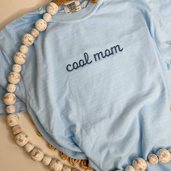 Embroidered Cool Mom Tee | Comfort Colors T-Shirt for wholesale by Stitching by Sally