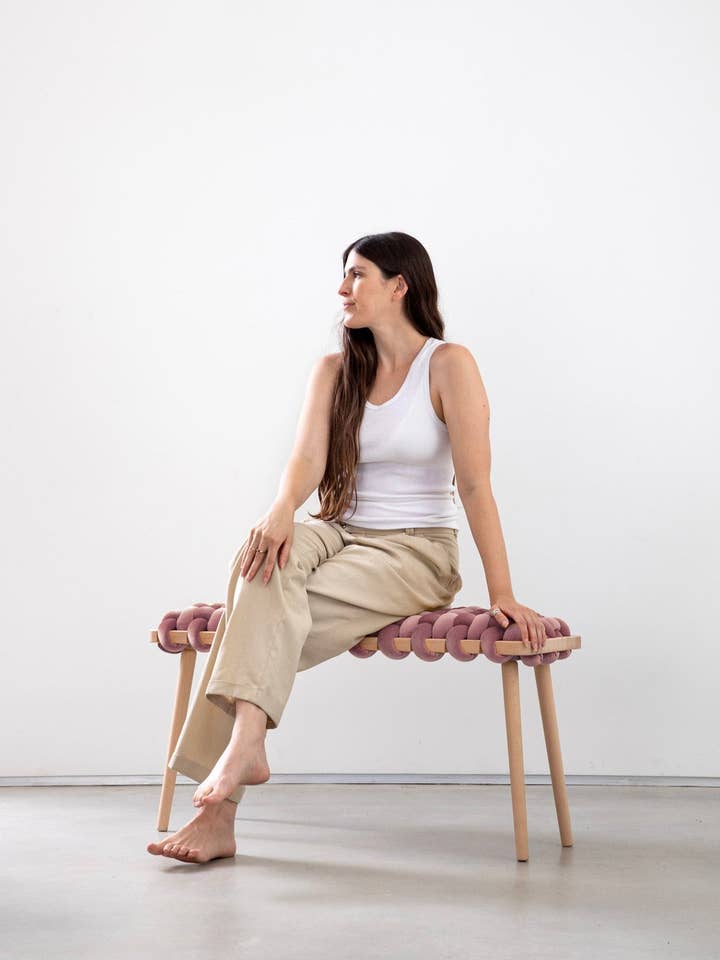 Mauve sammet vävd bänk för wholesale av Knots Studio