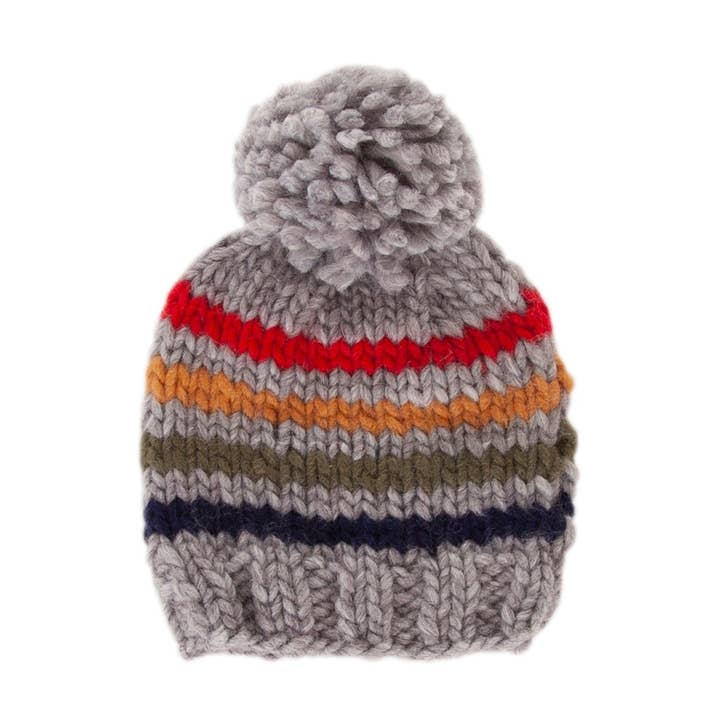 Rainbow Stripe Beanie Grey for wholesale by Acorn Kids