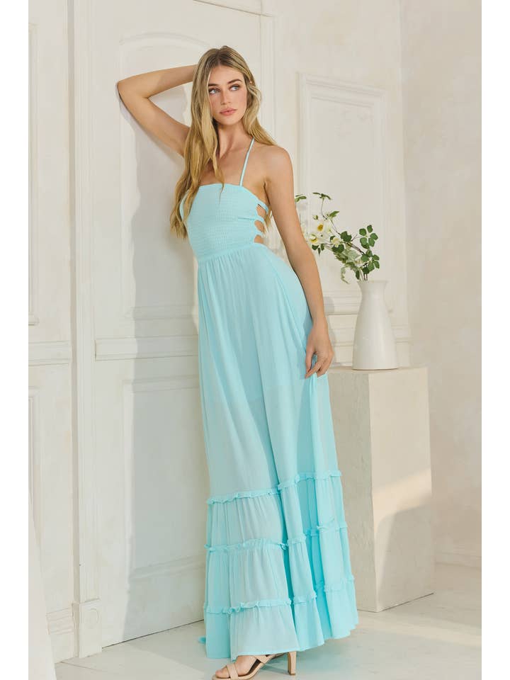 Honey Mango - Wholesale Dress - Women's - MD1492- Smocked tiered maxi dress