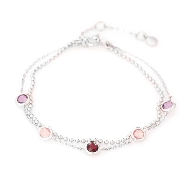 Pulsera multipiedra multicolor, plata de ley 925, 15+3 cm para venta al por mayor de OPALOOK France