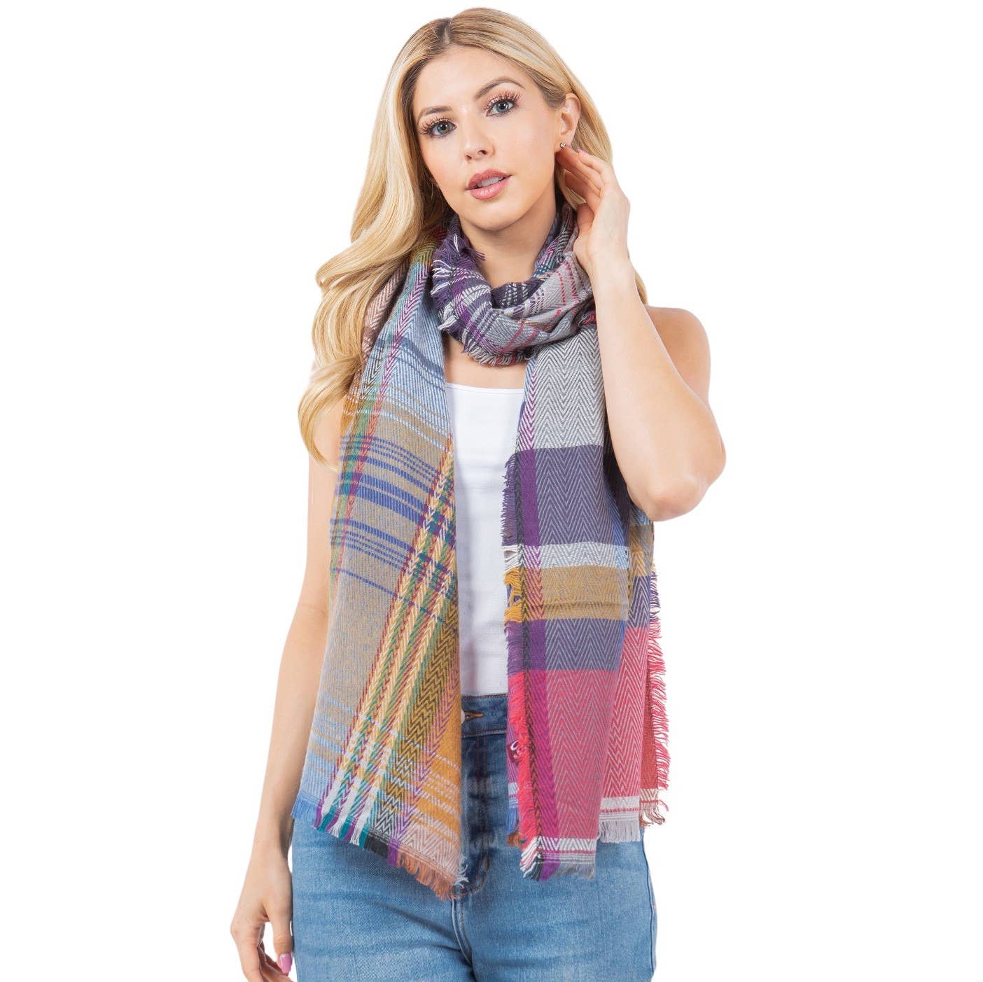 The Magic Scarf Company – wholesale Halsduk - Dam – 98B1 - Flerfärgad rutig halsduk/sjal0