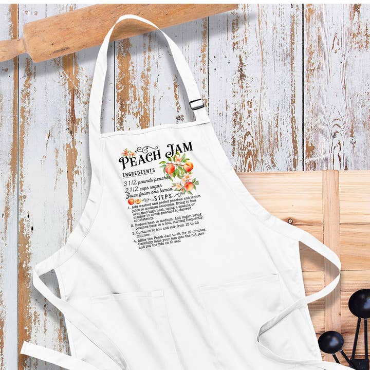 Opskrift på frisk ferskenmarmelade Forklæde for engroshandel hos Avery Lane Gifts