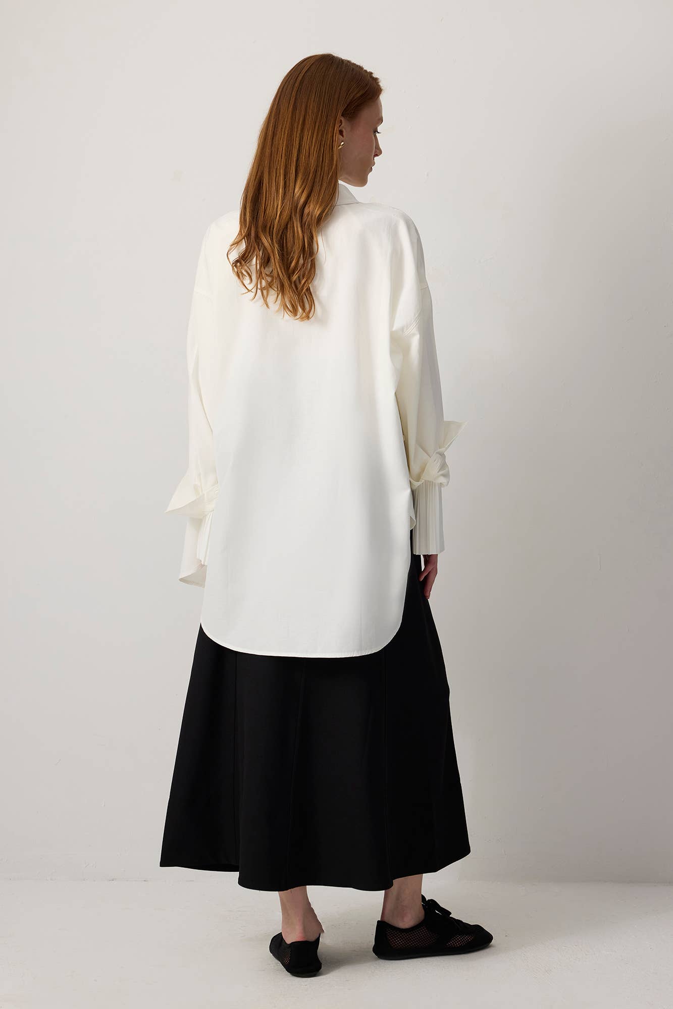 Schwarz SCHWARZER A-LINIEN CREPE MAXIROCK für den Großhandel auf Faire3