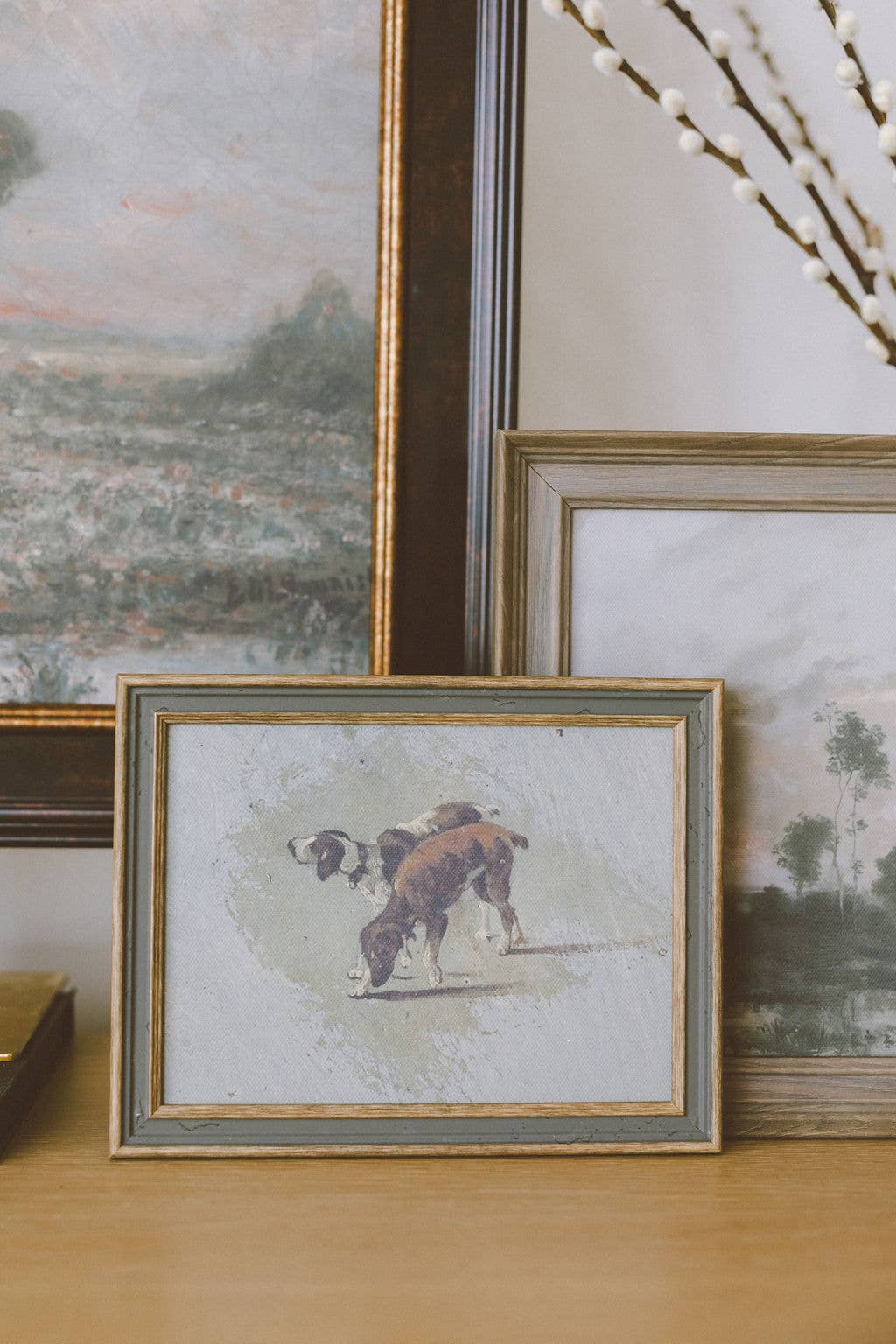 Petal Lane Home - Wholesale Art Print - Two Dogs Framed Antique Art1