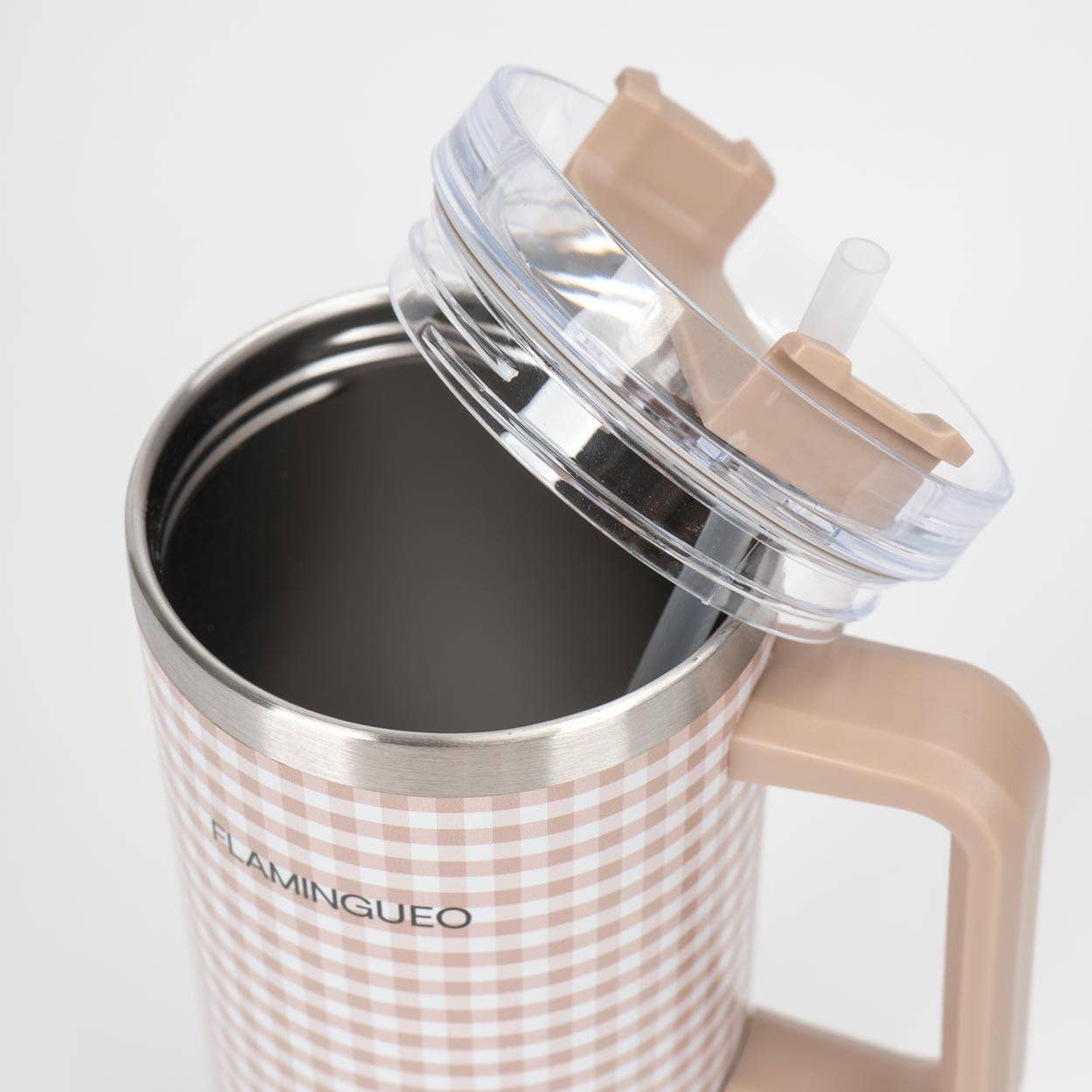 Flamingueo - Wholesale Insulated Mug/Tumbler - Botella térmica beige de acero inoxidable vichy2