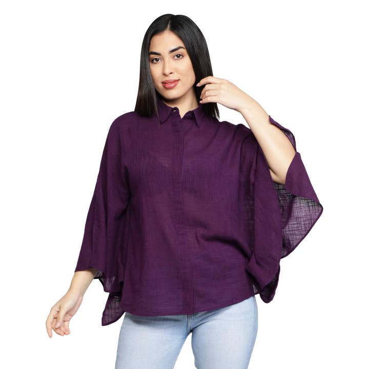 Eris Kaftan paarse top voor wholesale door Love Stone Fashion LLC.