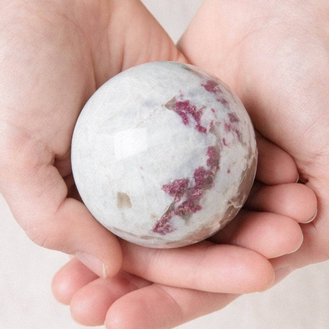 Tiny Rituals - Wholesale Spiritual Stone/Crystal - Plum Tourmaline Sphere with Tripod - AAA Premium Quality0