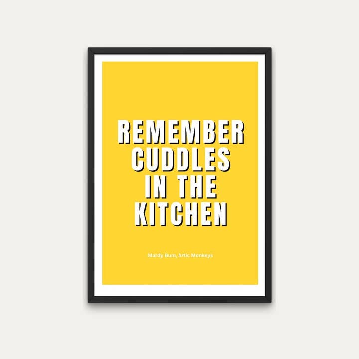 Littlepapertrailco – wholesale Art print – Cuddles In The Kitchen - Arctic Monkeys 'Mardy Bum' Lyrics