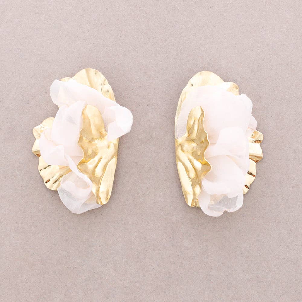 Sonata – wholesale Snap jewellery – Metal Fabric Half Flower Earrings1
