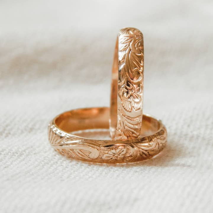 Barberry & Lace Handmade Jewelry - Wholesale Band/Stacked Ring - Floral Band Stacking Ring | 14k Gold Fill & Sterling Silver