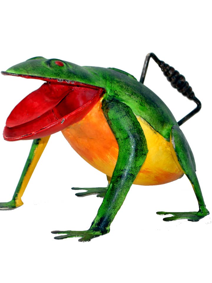Watering Can Frog Metal Hand Made Painted 14" for wholesale by Spectrum Home Fashions, Inc.