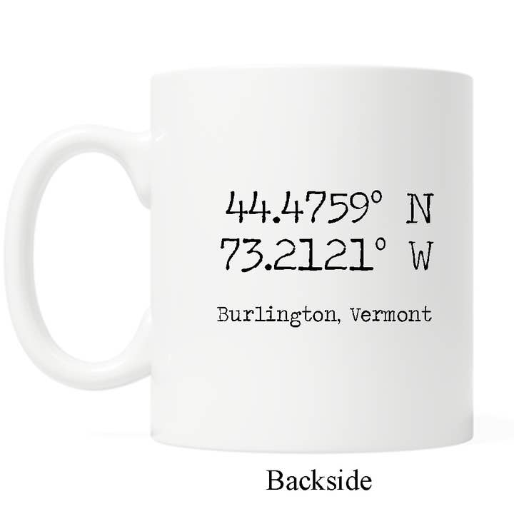 Fly Paper Products - Wholesale Coffee Mug - Longitude/Latitude Custom Name Drop Custom Coffee or Tea Mug