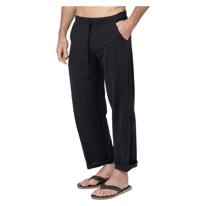 La Mano Boho - Wholesale Pants - Men's - MEN'S SUMMER BLACK LINEN PANTS HPL0100A