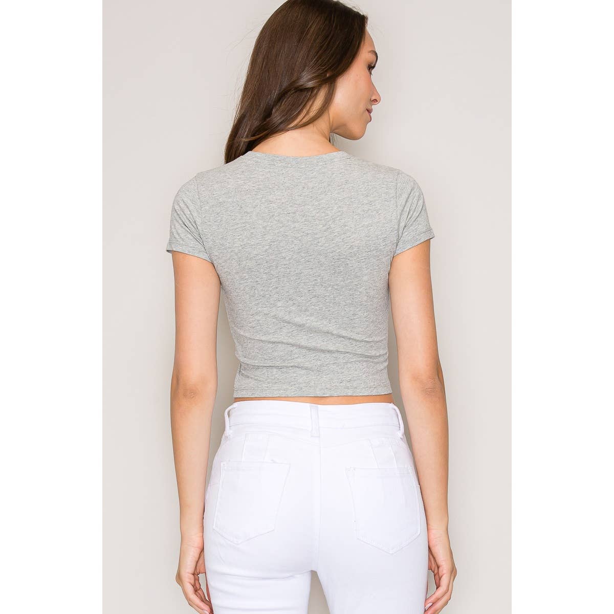 Popular 21 - Wholesale Knit Top - Women's - Crew Neck Short Sleeve Cotton Crop Top2
