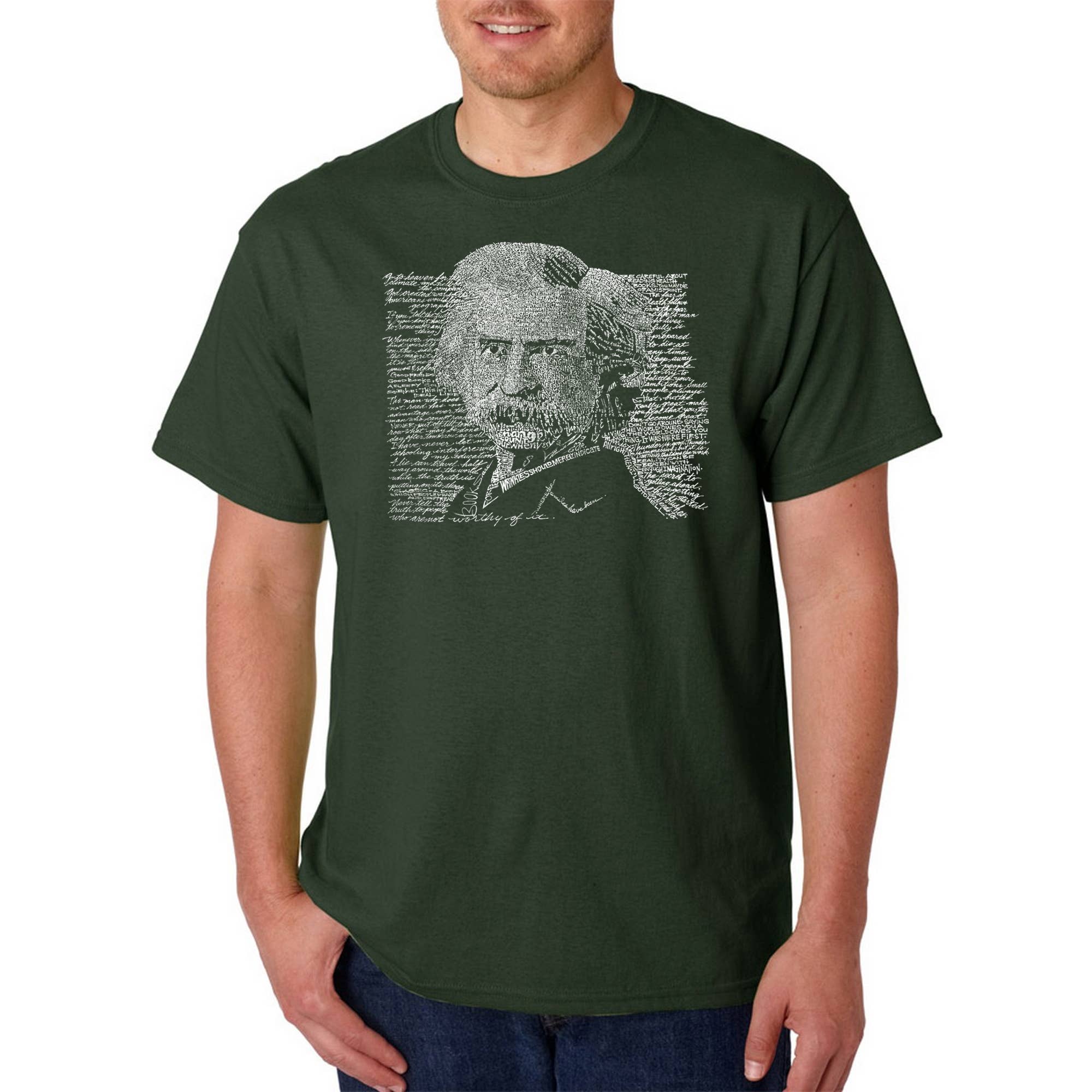 LA Pop Art - Wholesale Screen Printed T-Shirt - Men's - LA Pop Art Men's Word Art T-shirt - Mark Twain3