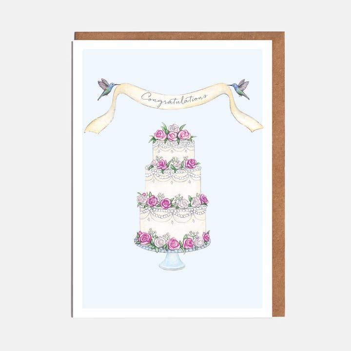 Wedding Cake Card - 'Congratulations' for wholesale by Lottie Murphy