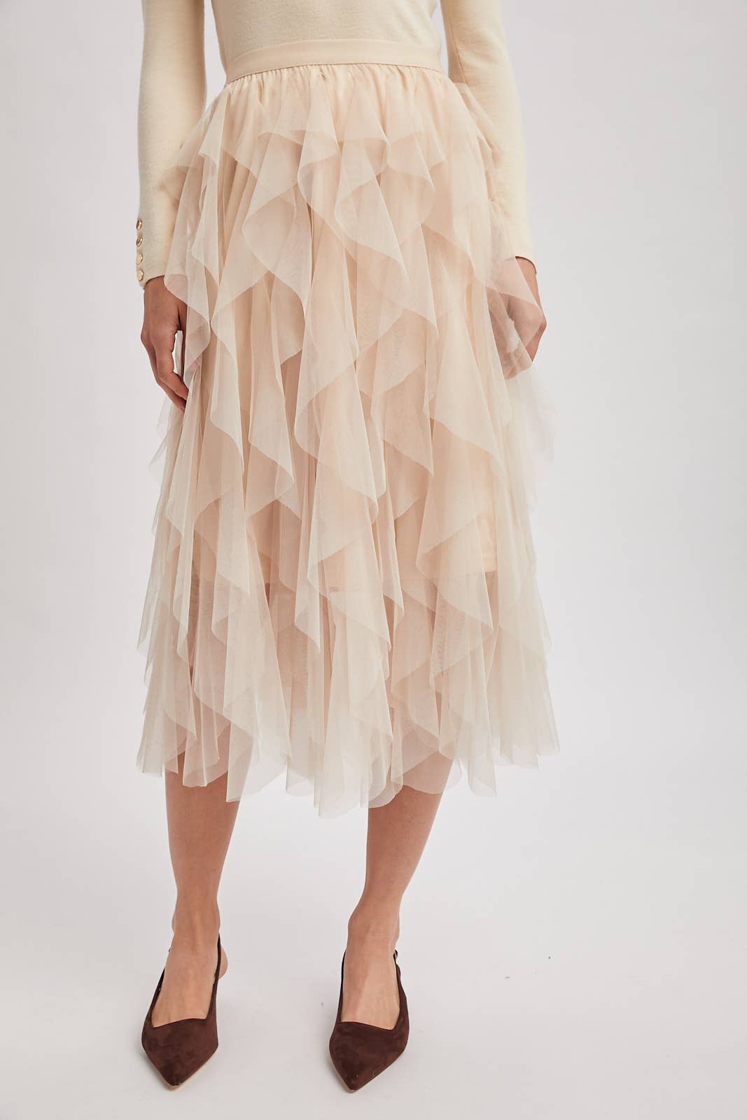 Bluivy - Wholesale Skirt - Women's - SPRIAL RUFFLED TULLE MIDI SKIRT21