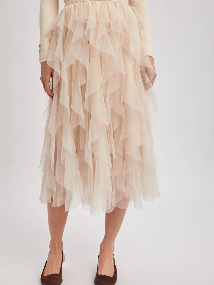 Bluivy - Wholesale Skirt - Women's - SPRIAL RUFFLED TULLE MIDI SKIRT21