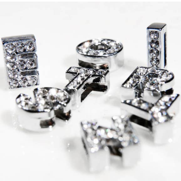 Letter & shape charms - 10 pack silver bling or matte 10mm for wholesale by House of FurBaby