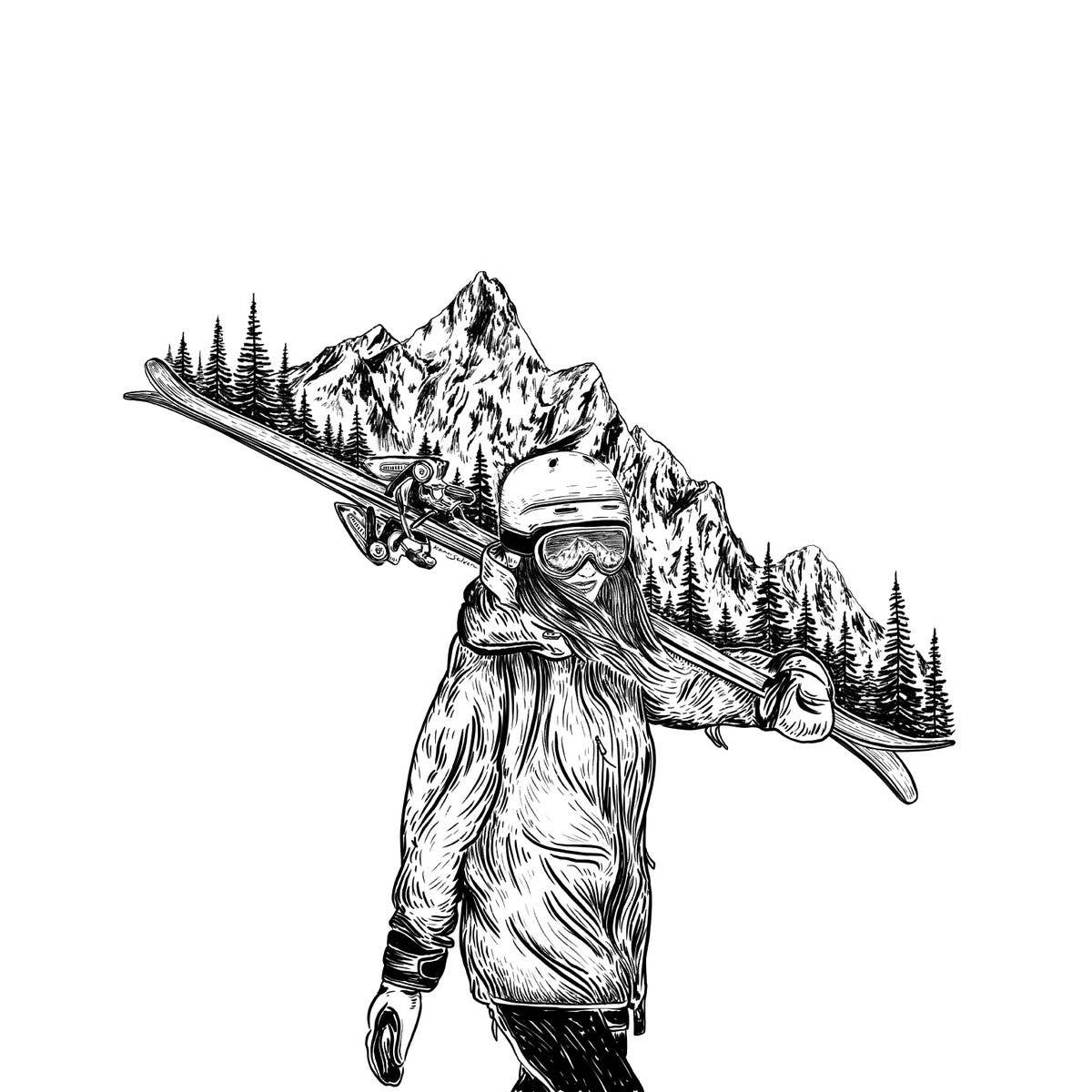 Kaari & Co. - Wholesale Art Print - Mountain Ski Girl Art Print1