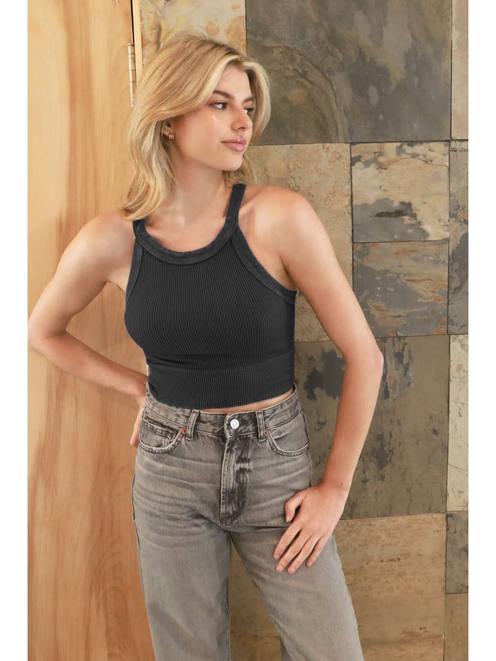 NIKIBIKI - Wholesale Knit Top - Women's - NS8307- Vintage High Neck Crop Top