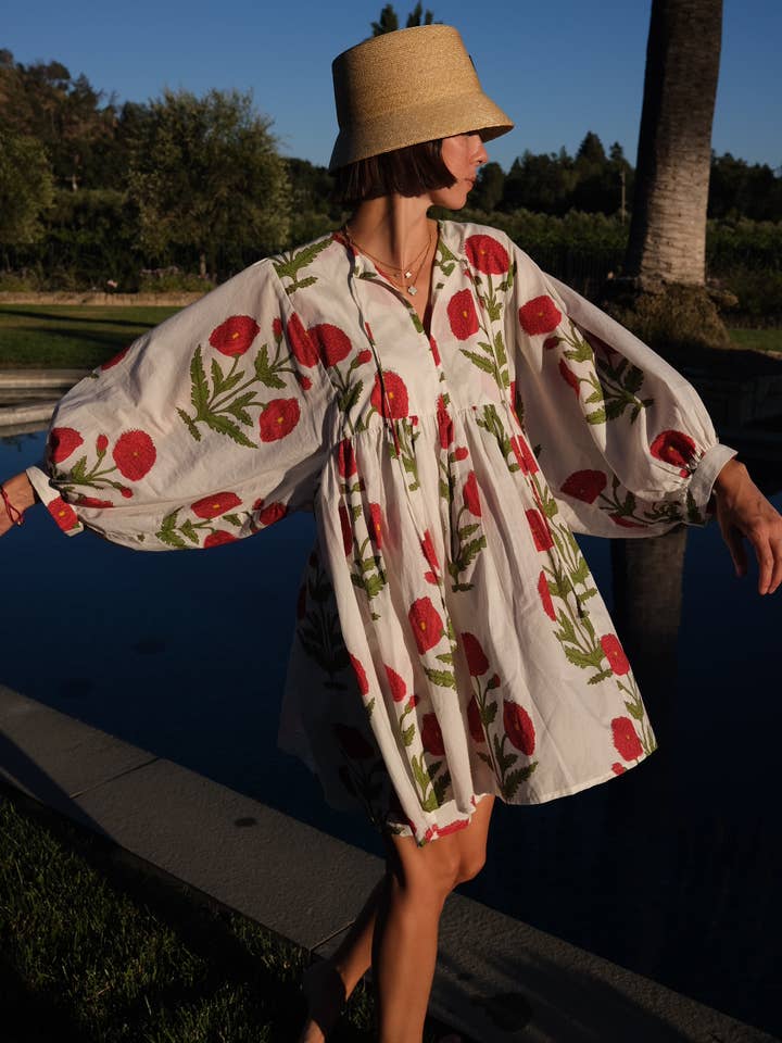 Maison Marigold - Wholesale Dress - Women's - Taj Mini Dress Red Flower3